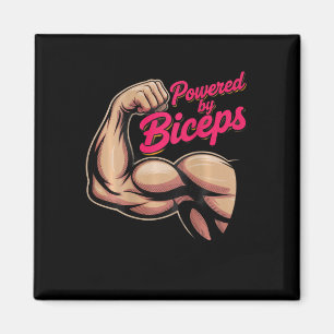 Backprint Funny Gym Humour Biceps Gains Powered By Magnet