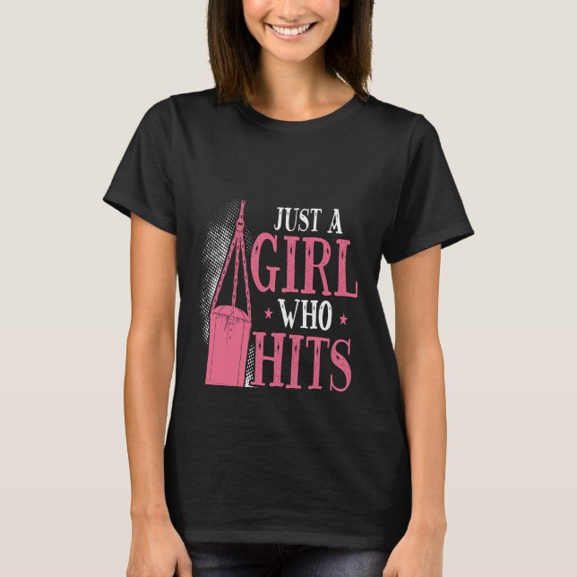 Backprint Just A Girl Who Hits Things Woman Boxing T-Shirt (Front)