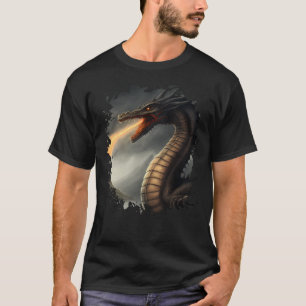 Backprint Loch Ness Monster the Fire Breathing Dra T-Shirt