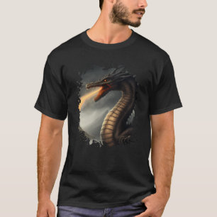 Backprint Loch Ness Monster the Fire Breathing Dra T-Shirt