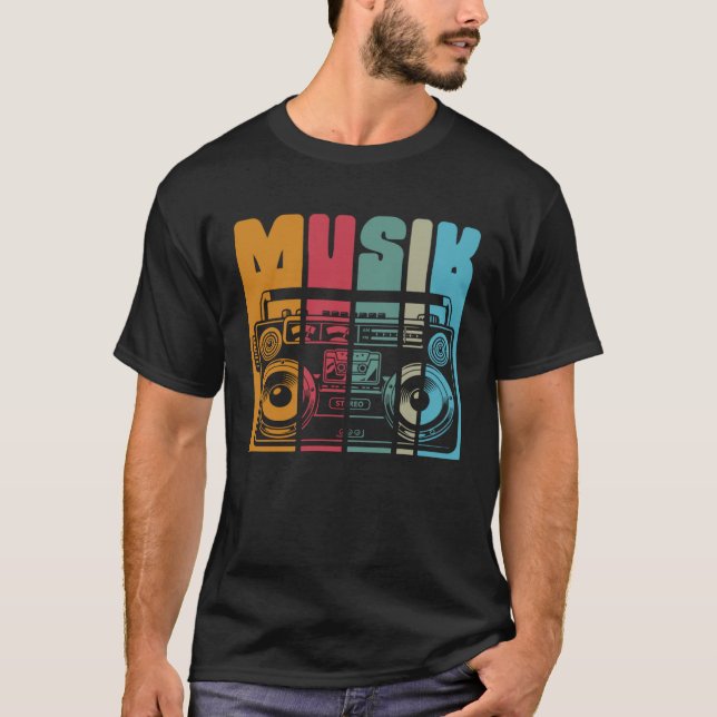 Backprint music old radio and mobile stereo system T-Shirt (Front)