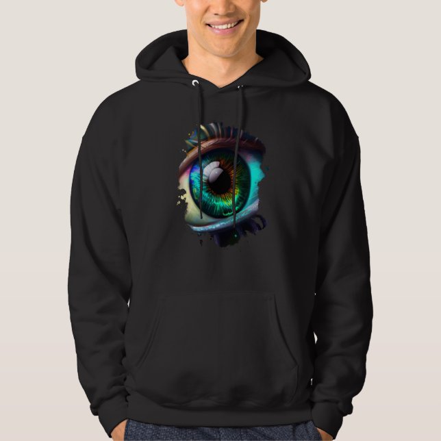 Backprint rainbow eye the beauty in the dark hoodie (Front)