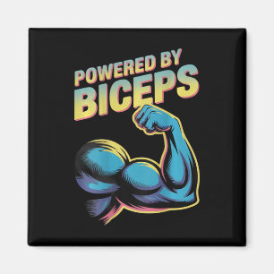 Backprinted Funny Gym Humour Biceps Gains Powered Magnet
