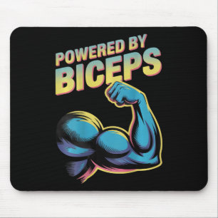 Backprinted Funny Gym Humour Biceps Gains Powered Mouse Mat