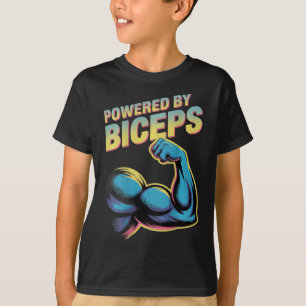 Backprinted Funny Gym Humour Biceps Gains Powered T-Shirt