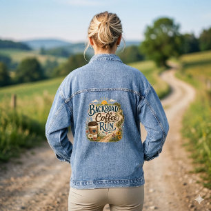 Backroad Coffee Run Country Folk Sunrise Denim Jacket