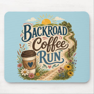 Backroad Coffee Run Country Folk Sunrise Mouse Mat