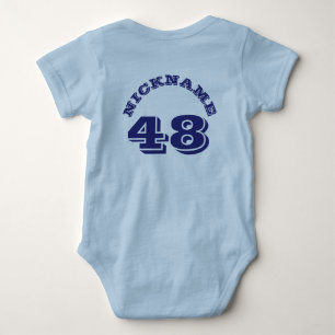 Backside Light Blue & Navy Baby Sports Jersey Bodysuit