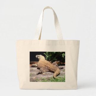 Backside of komodo dragon large tote bag