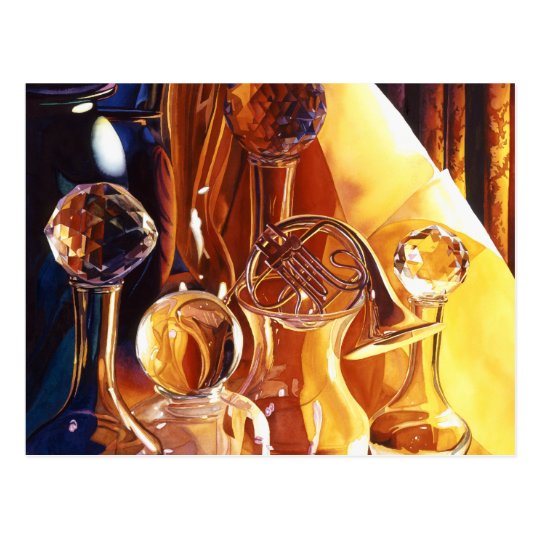 "Backstage" Musical Instruments & Glass Art Postcard
