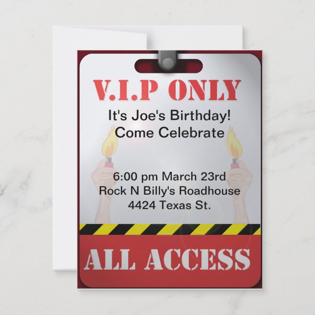Backstage Pass Party Invitation (Front)