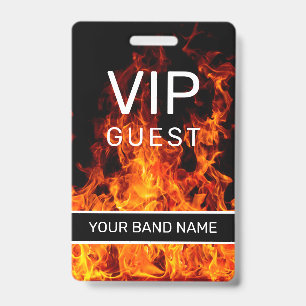 Backstage Pass VIP Custom Band Merch Flame Lanyard ID Badge