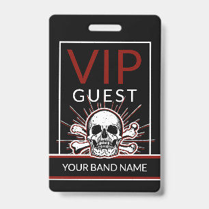 Backstage Pass VIP Custom Name Rock Skull Lanyard ID Badge