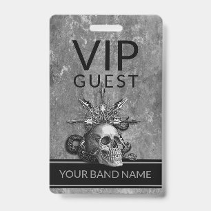 Backstage Pass VIP Rock Band Skull Heavy Metal ID Badge