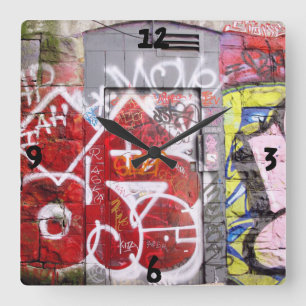 Backstreet Alley Graffiti Square Wall Clock