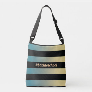 "#backtoschool"blue gold & black striped teacher's crossbody bag