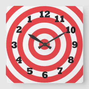 Backwards Bulls eye Square Wall Clock