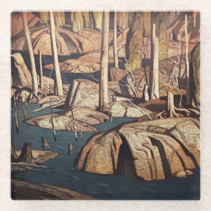 Backwater Landscape Painting by Canadian AJ Casson Glass Coaster