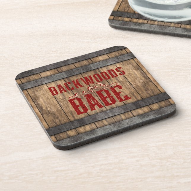Backwoods Babe Whiskey Keg  Coaster (Left Side)