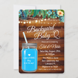 Backyard Baby Q Mason Jar Invitation
