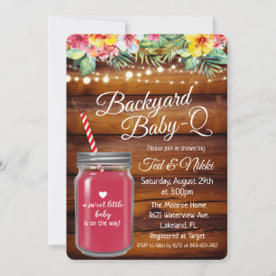 Backyard Baby Q Mason Jar Invitation