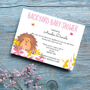 Backyard Baby Shower Invitation with Cute Hedgehog