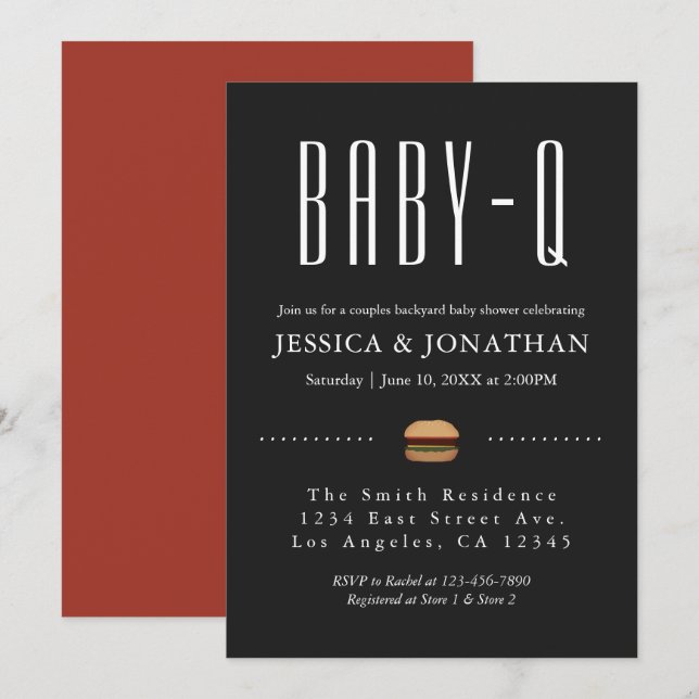 Backyard BabyQ BBQ Baby Shower Couples  Invitation (Front/Back)