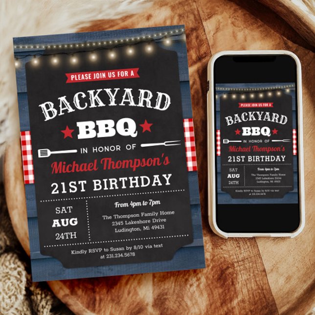 Backyard Barbecue 21st Birthday Invitation (Backyard Barbecue 21st Birthday Invitation)