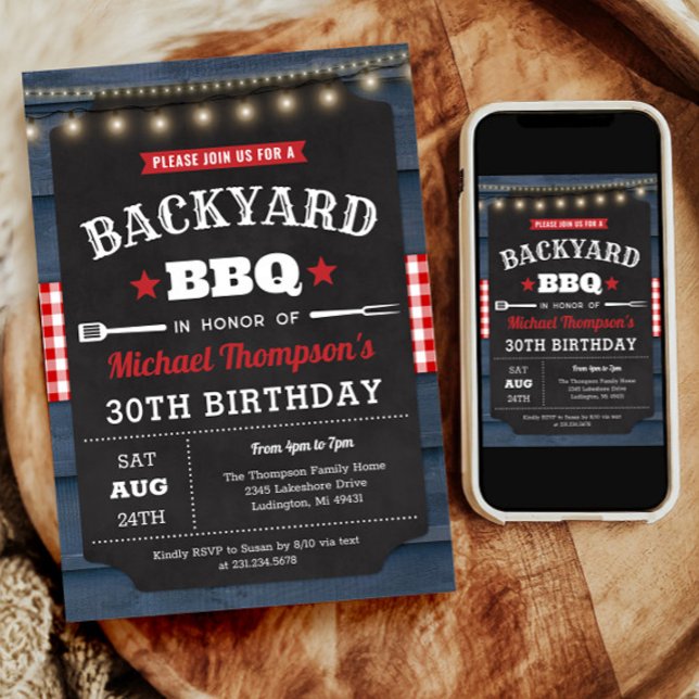 Backyard Barbecue 30th Birthday Invitation (Backyard Barbecue 30th Birthday Invitation)
