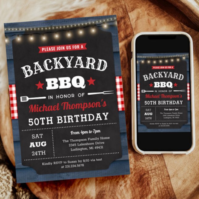 Backyard Barbecue 50th Birthday Invitation (Backyard Barbecue 50th Birthday Invitation)