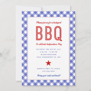Backyard BBQ   4th of July Party Invitation