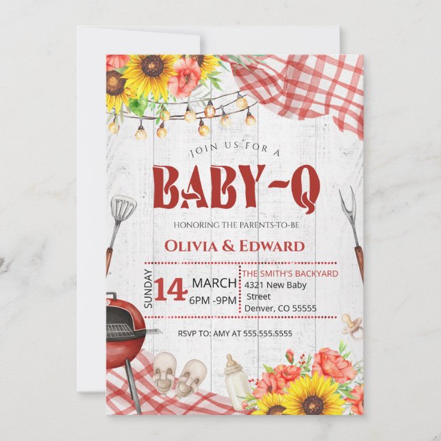 Backyard BBQ Baby Shower Invitation (Front)