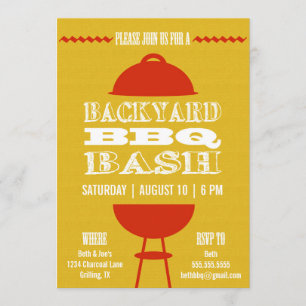 Backyard BBQ Barbecue Bash   Party Invitation 5x7