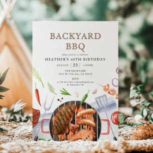Backyard BBQ Barbecue Birthday Party Invitation