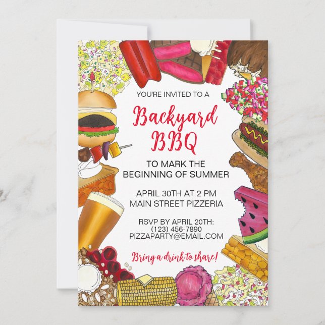 Backyard BBQ Barbecue Cookout Picnic Barbeque Invitation (Front)
