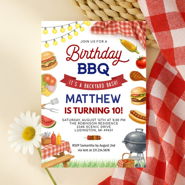 Backyard BBQ Birthday Invitation (Backyard BBQ Birthday Invitation)