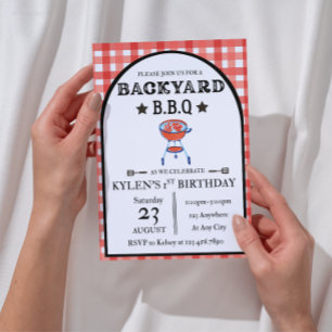 Backyard BBQ Birthday Invitation Editable 5x7