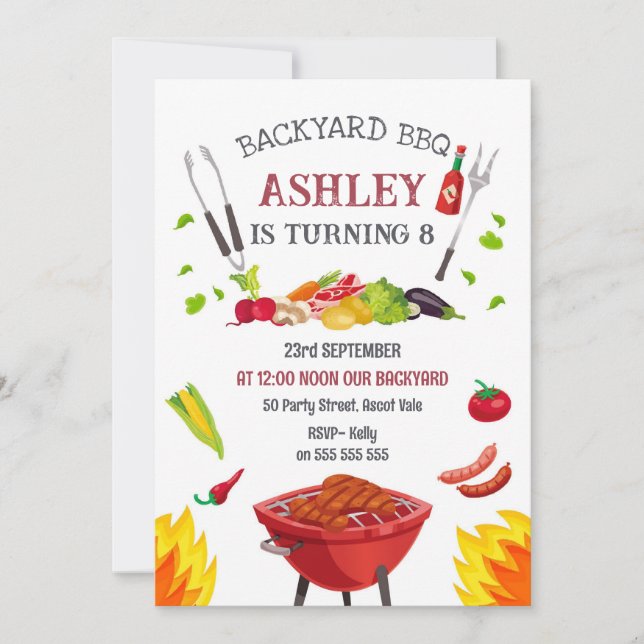Backyard BBQ Birthday Party Invitation (Front)