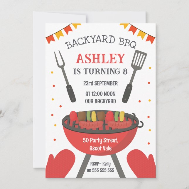 Backyard BBQ Birthday Party Invitation (Front)