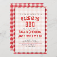 Backyard BBQ Casual Grad Party Cookout Gingham Red