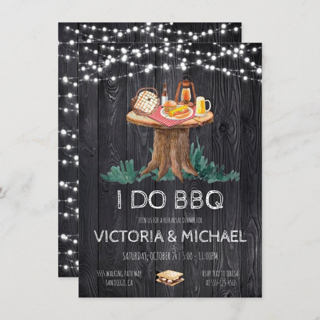 Backyard BBQ Enchanted Evening String of lights Invitation (Front/Back)