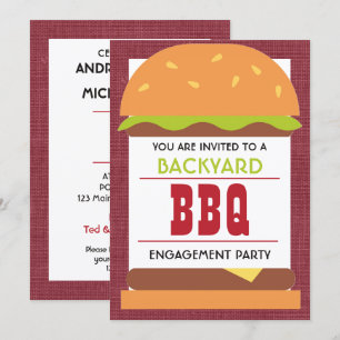 Backyard BBQ Engagement Party Invitation
