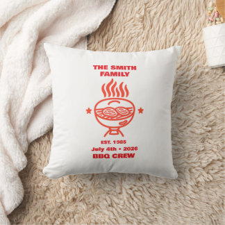 Backyard BBQ Family Crew Family July 4th Cushion