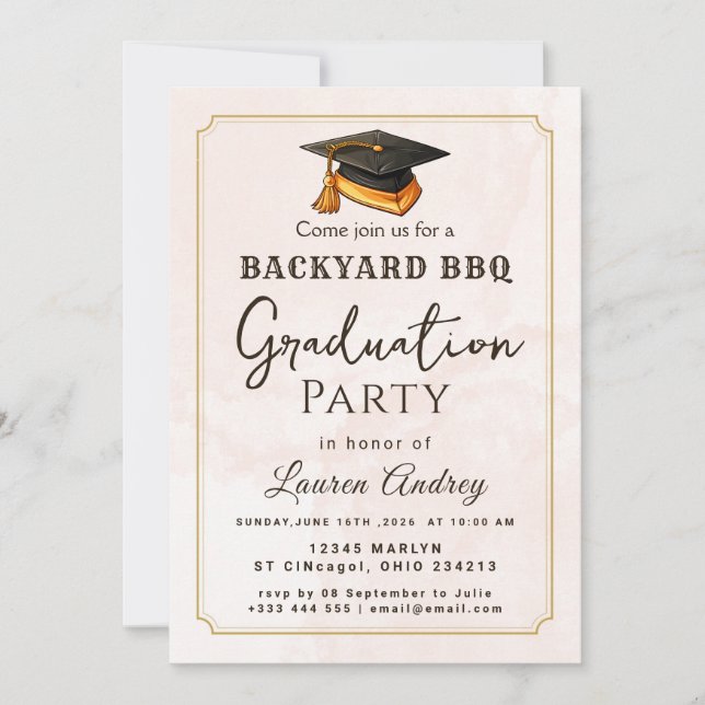 Backyard BBQ Graduation Party Invitation (Front)