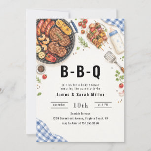 Backyard BBQ Grill Couples Baby Shower Invitation