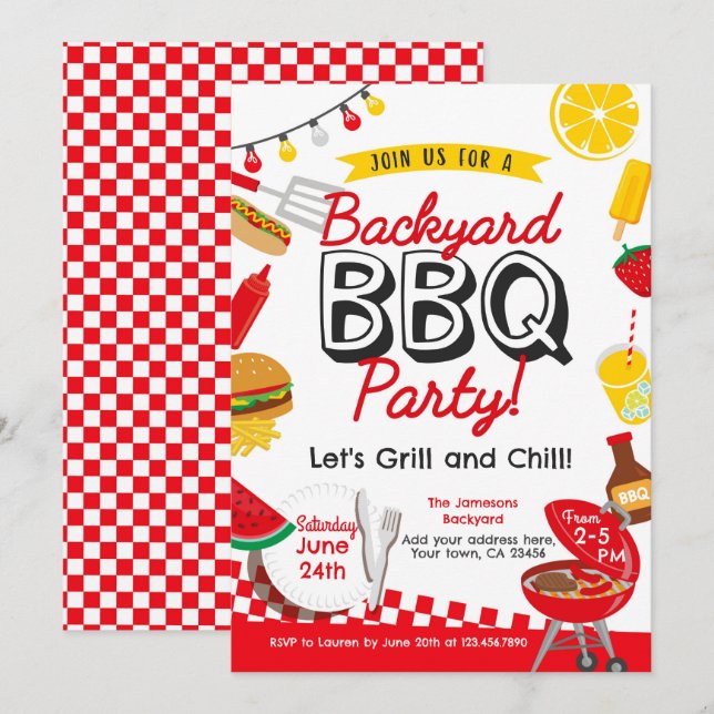 Backyard BBQ  Invitation (Front/Back)