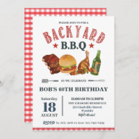 Backyard BBQ Male Birthday Red Gingham Beer