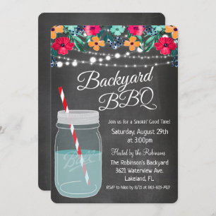 Backyard BBQ Mason Jar Invitation