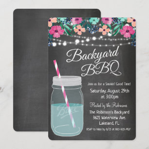 Backyard BBQ Mason Jar Invitation