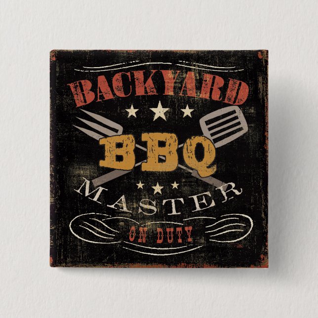 Backyard BBQ Master 15 Cm Square Badge (Front)